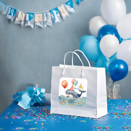 Schattigee Whale Boys Verjaardag Dank u Vierkante Sticker