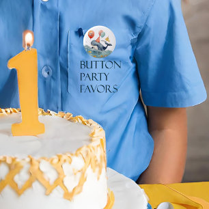 Schattigee Whale Boys Verjaardag Ronde Button 3,2 Cm