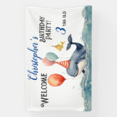Schattigee Whale Boys Verjaardag Welkom Spandoek (Verticaal)