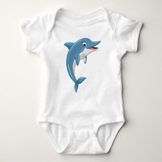 Schattigee Whale Cartoon Kunstwerk Romper (Voorkant)