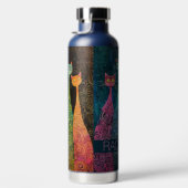 Schattigee Whimsical Cats met naam Waterfles (Rechts)