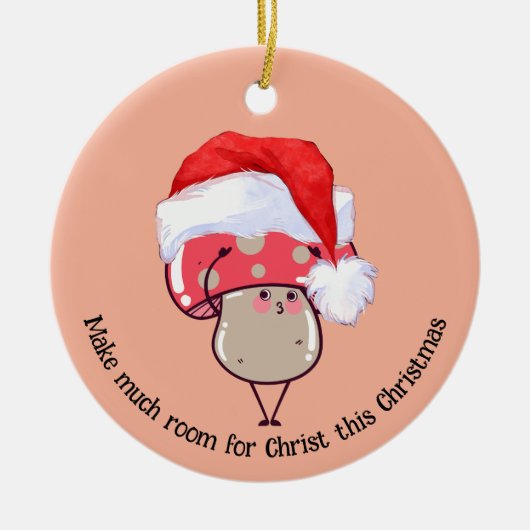 Schattigee Whimsical Christmas Santa Mushroom Keramisch Ornament (Voorkant)