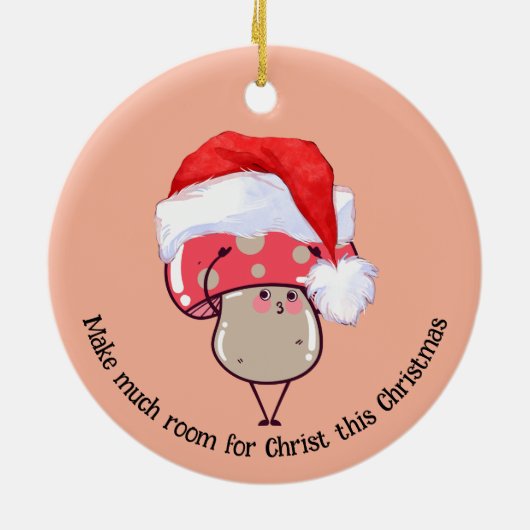 Schattigee Whimsical Christmas Santa Mushroom Keramisch Ornament (Achterkant)
