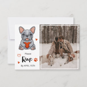 Schattigee Whimsical Franse Bulldog Save the Date RSVP Kaartje