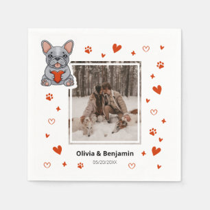 Schattigee Whimsical Franse Bulldog Save the Date Servet