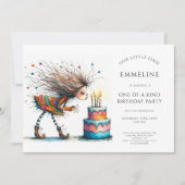 Schattigee Whimsical Girl's 4e verjaardagsfeestje Kaart (Voorkant)