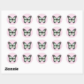 Schattigee Whimsical Roze en Blauwgroen Vlinder St Ronde Sticker (Vel)