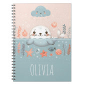Schattigee Whimsical Seal Pup bij Zee Notitieboek (Voorkant)