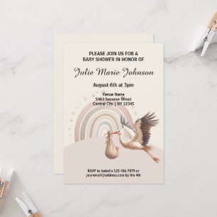 Schattigee Whimsy Baby shower Beige Invitation Kaart