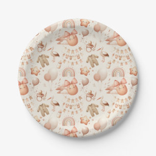 Schattigee Whimsy Baby shower Beige Papier Borden Papieren Bordje