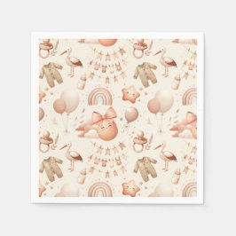 Schattigee Whimsy Baby shower Beige Papier Borden Servet