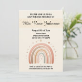 Schattigee Whimsy Baby shower Pastel Regenboog Inv Kaart (Staand voorkant)