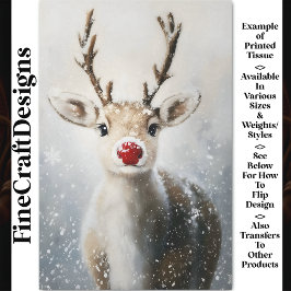 Schattigee Whimsy Rudolph Rendier in Snow BW6 Deco Tissuepapier