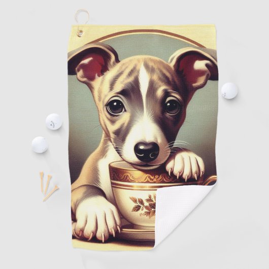 Schattigee Whippet Puppy Golfhanddoek (Insitu)