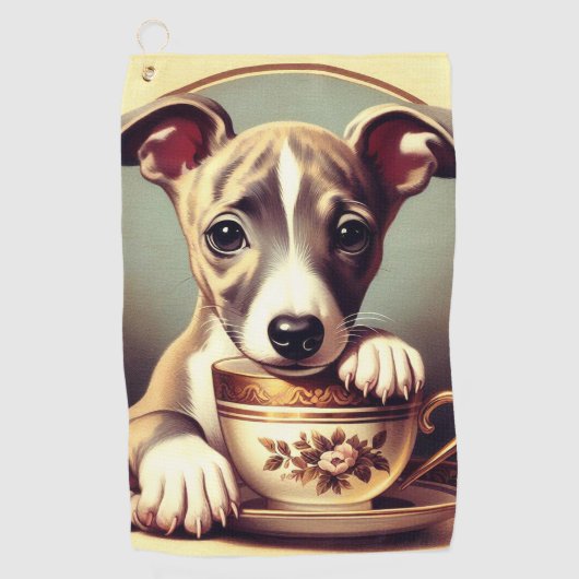 Schattigee Whippet Puppy Golfhanddoek (Voorkant)
