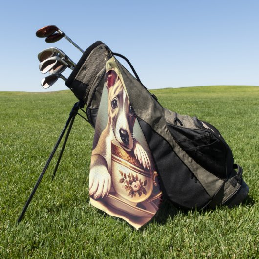 Schattigee Whippet Puppy Golfhanddoek (Groen)