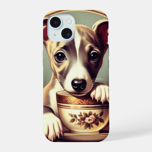 Schattigee Whippet Puppy iPhone 15 Case (Achterkant)
