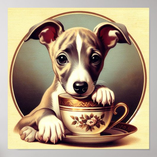 Schattigee Whippet Puppy Poster (Voorkant)