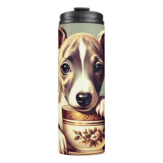 Schattigee Whippet Puppy Thermosbeker (Voorkant)