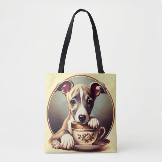 Schattigee Whippet Puppy Tote Bag (Voorkant)