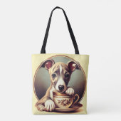 Schattigee Whippet Puppy Tote Bag (Achterkant)