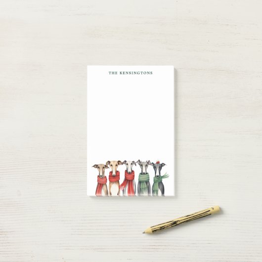 Schattigee Whippets en Greyhound Honden in Sjaals Post-it® Notes (Op bureau)