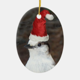Schattigee Whiskey Jack Dearing Red Santa Hat Vaka Keramisch Ornament