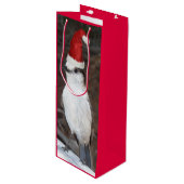 Schattigee Whiskey Jack Dragen Rode Santa Hoed Wijn Cadeautas (Voorkant Gekanteld)