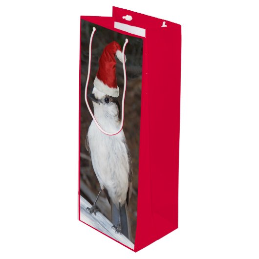 Schattigee Whiskey Jack Dragen Rode Santa Hoed Wijn Cadeautas (Voorkant Gekanteld)