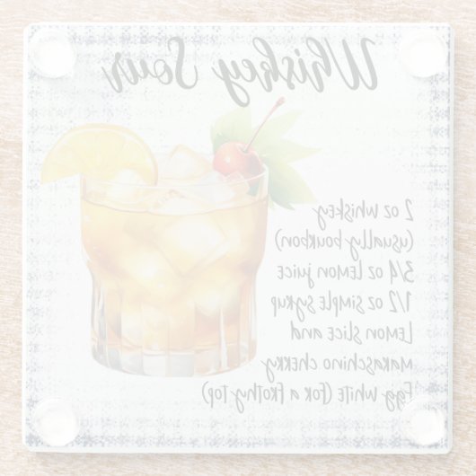 Schattigee whisky zure cocktail recept glazen onderzetter (Achterkant)