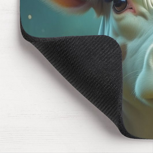 Schattigee White Ai Koe met Horns en Flowers Muismat (Hoek)