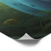 Schattigee White Ai Koe met Horns en Flowers Poster (Hoek)