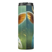 Schattigee White Ai Koe met Horns en Flowers Thermosbeker (Achterkant)