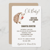 Schattigee White Cream Brown Hedgehog Hearts Baby Kaart (Voorkant / Achterkant)