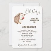 Schattigee White Cream Brown Hedgehog Hearts Baby Kaart (Voorkant)