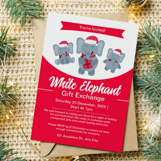 Schattigee White Elephant Cadeauuitwisselingsuitno Kaart