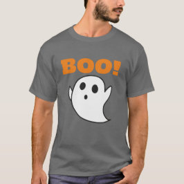 Schattigee White Ghost Cartoon met BOO! woorden T-shirt