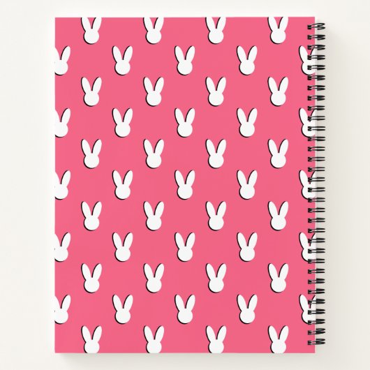 Schattigee White Rabbit Heads Script Naam Monogram Notitieboek (Achterkant)