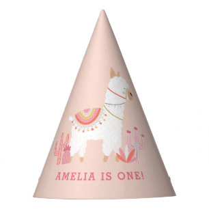 Schattigee Whole Llama Fun Roze 1e Verjaardag Feesthoedjes