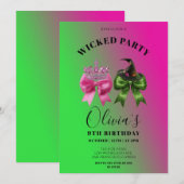 Schattigee Wicked Bow verjaardagsfeestje uitnodigi Kaart (Voorkant / Achterkant)