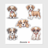 Schattigee Wide Eyed Puppies Set Waterdicht Sticker (Vel)