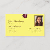 Schattigee Wijn Rode Roos Plain Gele Initialen Fot Visitekaartje (Achterkant)