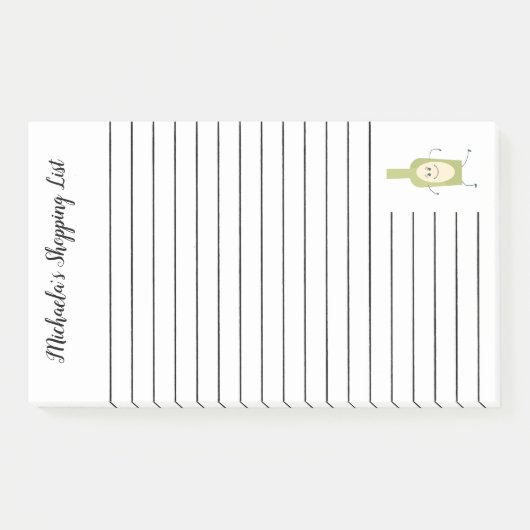Schattigee wijnfles boodschappenlijst post-it® notes (Voorkant)