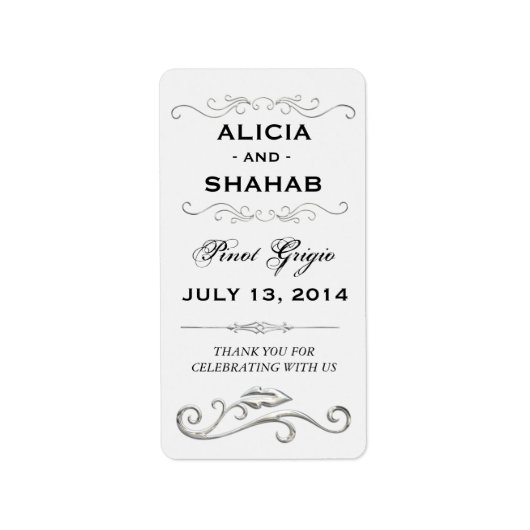 Schattigee Wijnfles Trouwgunst Label Stickers (Voorkant)