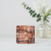 Schattigee wijnillustraties en houten paneel rusti vierkante visitekaartje (Staand voorkant)