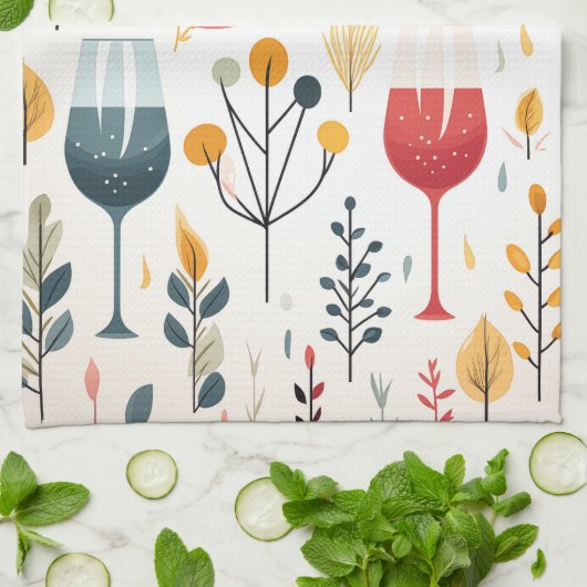 Schattigee wijnkopjes keukenhanddoek (Gevouwen)