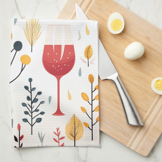 Schattigee wijnkopjes keukenhanddoek (Quarter Fold)