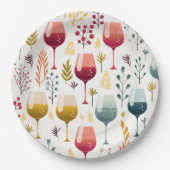 Schattigee wijnkopjes papier bord (Voorkant)