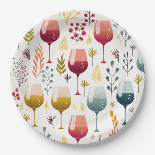 Schattigee wijnkopjes papier bord (Voorkant)
