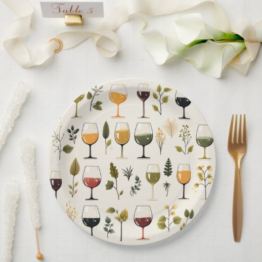 Schattigee wijnkopjes papier bord (Huwelijk)